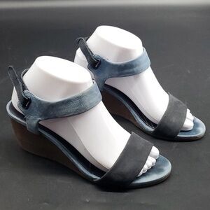 Camper Leather Wedge Sandal EU 38 Hook Loop, US 8